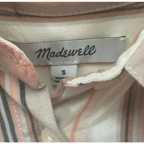 Madewell Courier Aldwin Striped Short Sleeve Oversized Button Up Top -Size Small - Picture 4 of 14